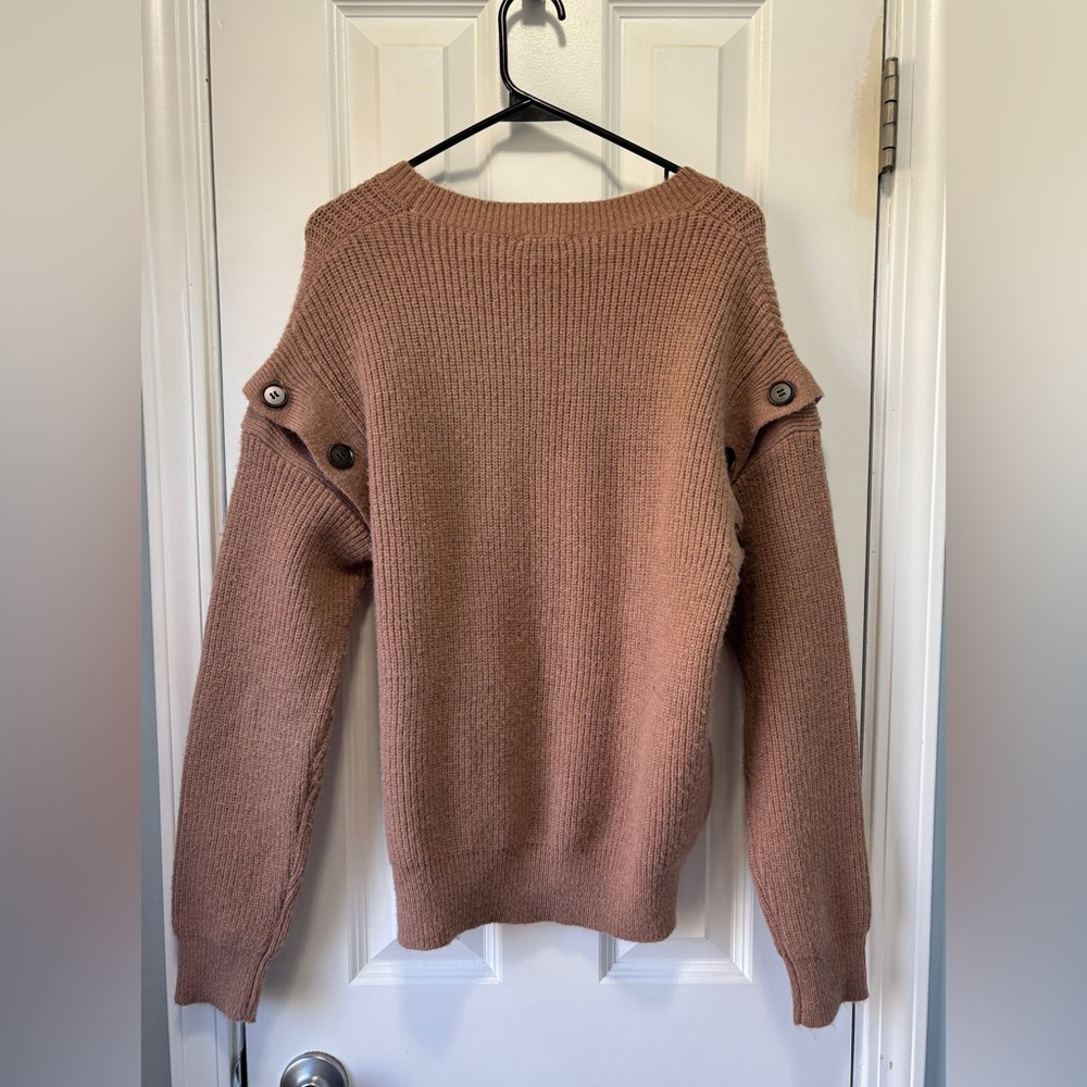Hem & Thread Women's Brown Sweater With Buttons on Sleeve Size Small - Picture 3 of 10